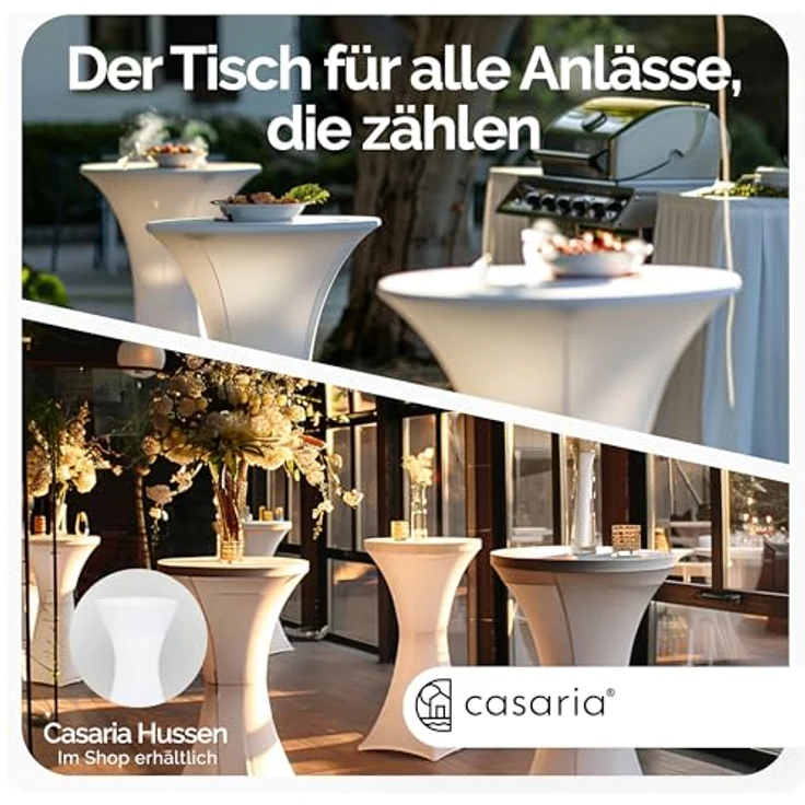 Casaria Stehtisch Klappbar, Holz Optik Weiß, 60cm – Bild 8