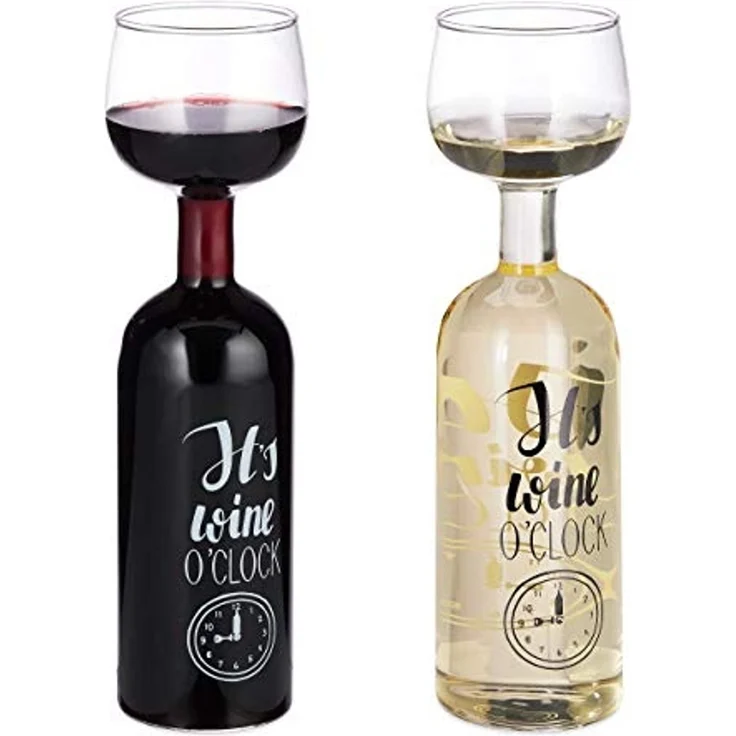 relaxdays Weinglas Weinflasche Glas Aufsatz 750 ml, Glas – Bild 1