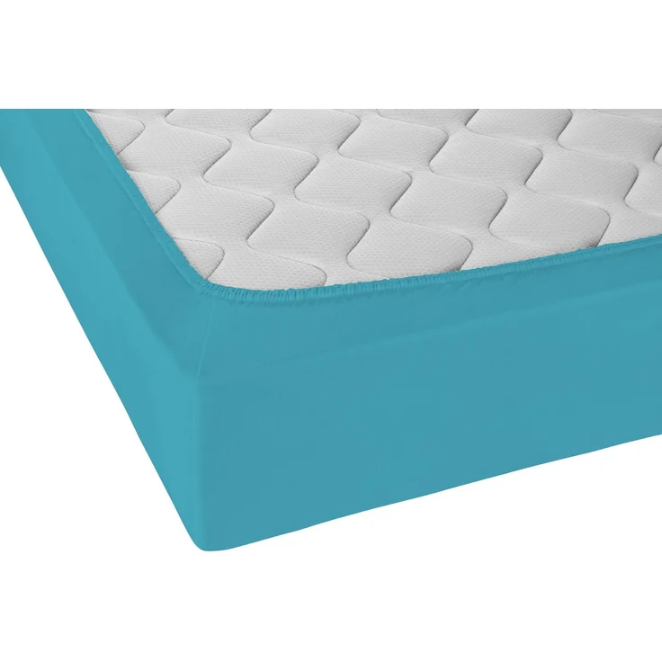 biberna Jersey-Elastic-Spannbetttuch , türkis, 1 x 180 x 200 cm - 200x220 cm – Bild 2