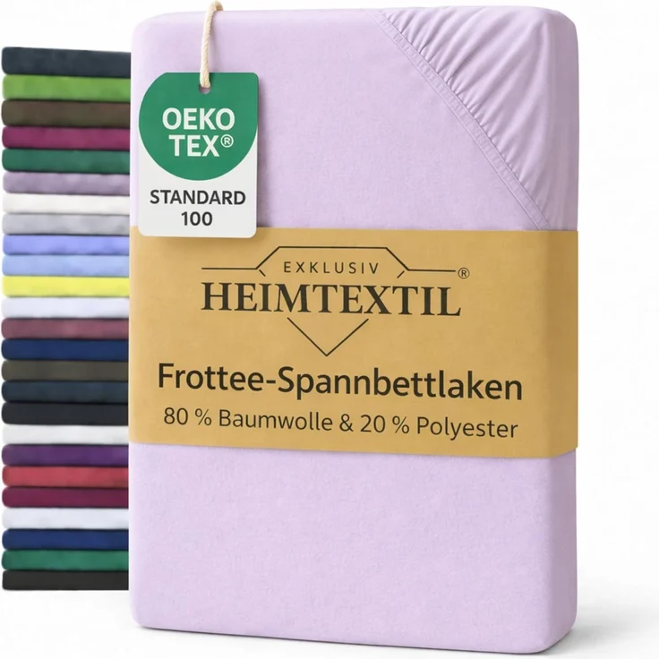 EXKLUSIV HEIMTEXTIL Frottee Spannbettlaken 90 - 100 x 200 cm Flieder 80% Baumwolle 20% Polyester Öko - Tex Zertifiziert Bed-Sheet Bettlaken Spannbetttuch Topper Leinentuch – Bild 1