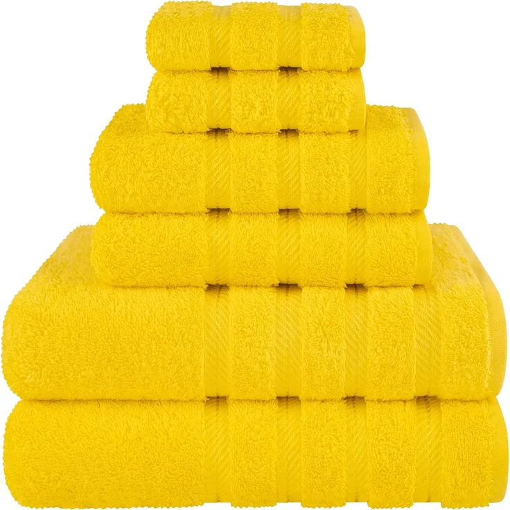 ABC Handtuchset aus Baumwolle, 6-teilig, gelb – Bild 1