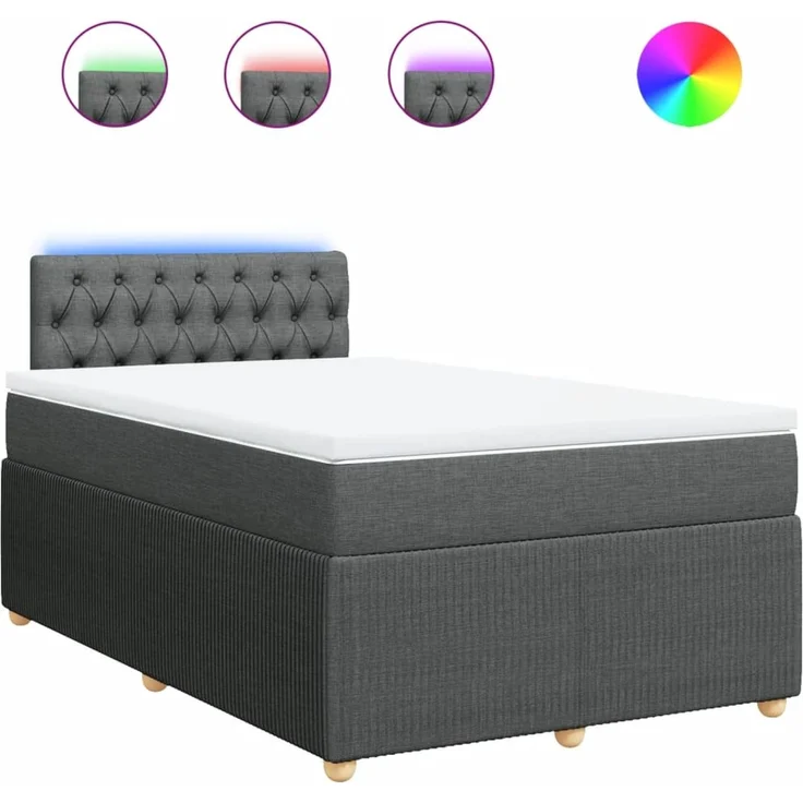 vidaXL Boxspringbett mit Matratze Dunkelgrau 120x200 cm Stoff 3289731 – Bild 2