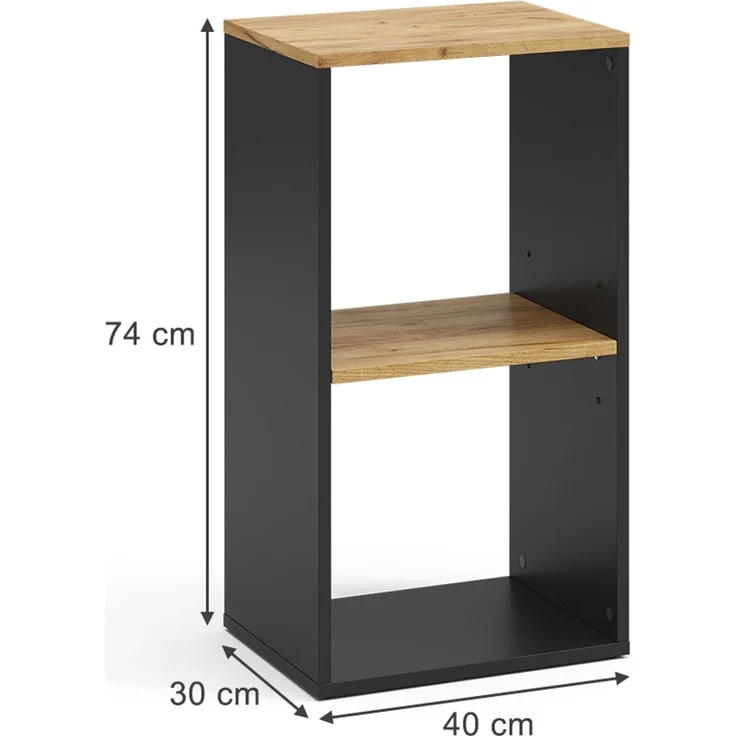 Bücherregal Tomy Anthrazit/Goldkraft Eiche 40 x 74 cm mit 2 offenen Fächern Vicco – Bild 2