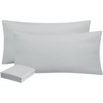 Aisbo Kissenbezug 40x80 2er Set - Kopfkissenbezug 40x80 Hellgrau mit Reißverschluss aus Mikrofaser, ÖKO-TEX Kissenhülle 40x80 cm, Weich und Bügelfrei
