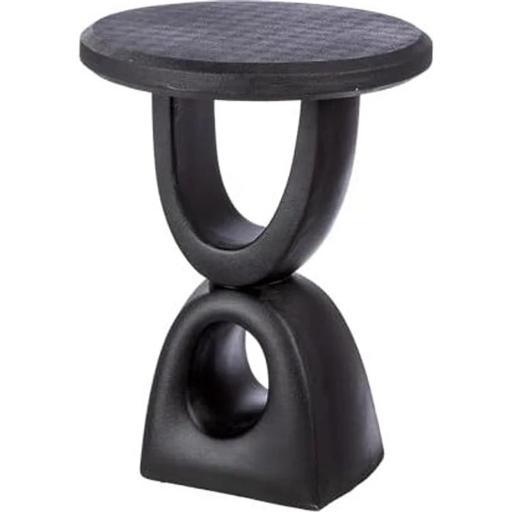 Casablanca Beistelltisch Preston - rund - Kunstharz - schwarz - Höhe 45cm x Ø 35cm - Couchtisch – Bild 1