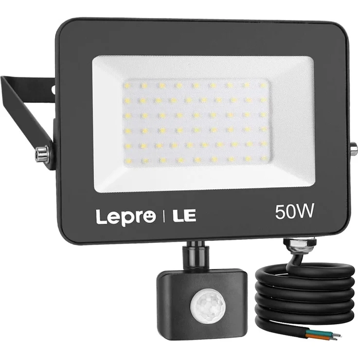 Lepro 50W LED Strahler mit Bewegungsmelder Außen, 4200LM Außenstrahler 5000K Kaltweiß Superhell Scheinwerfer, IP65 Wasserdicht Fluter, Ideale Aussenleuchte für Garten, Innenhöfe, Garage, Haus, Hotel