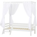 BUNDLE ECO Dream Himmelbett 70x160 cm mit Betthimmel, extra Rausfallschutz und Leiter, weiß