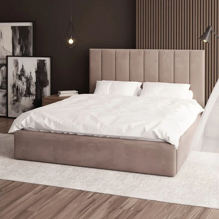 FDM Polsterbett KAJA modern mit Bettkasten MADE IN EU - mit hochwertigem Paris Bezug (verfügbar 90x200 120x200 140x200 160x200 180x200 cm, Bettrahmen, Bett, mit großen gepolsterten Kopfteil, mit Bettkasten zum aufklappen), Hebbarer Metallrahmen, Bettkas... – Bild 5