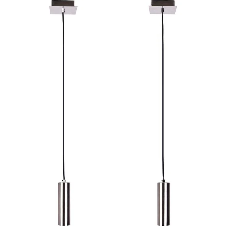 2x Pendelleuchte, Metall, nickel-matt, GU10, H 150 cm – Bild 1