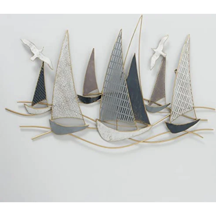BOLTZE Wandobjekt Segelboote aus Eisen, Wandbild im Shabby Look, mehrfarbig, 109 cm x 69 cm – Bild 2