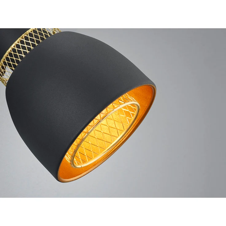 Wandstrahler PUNCH Metall Schwarz Gold mit Drahtgeflecht, Breite 10cm – Bild 4