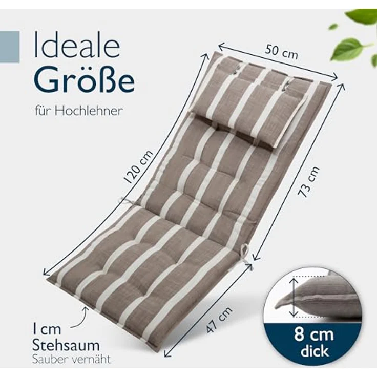 Beautissu Polsterauflage Sun-HL, Hochlehner Auflage 119x50x8cm – Bild 4