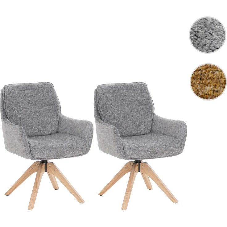 6er-Set Esszimmerstuhl HWC-Q37, Küchenstuhl drehbar Auto-Return, Stoff (680g/m²) Chenille Öko-Tex Holz MVG ~ grau – Bild 10