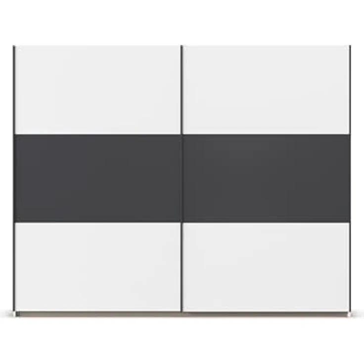 Rauch Möbel Neo, Schwebetürenschrank, Kleiderschrank, Kleiderschränke, Garderobe, Schrank mit Stauraum, 2-türig, Farbe Weiß/Grau-metallic, 261 x 210 x 59 cm – Bild 8