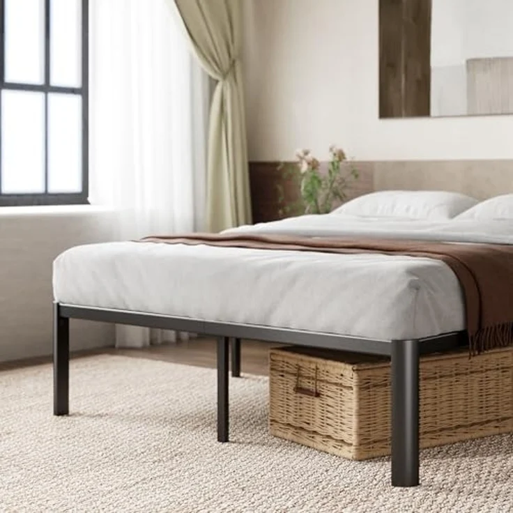 Zinus Van 41 cm Bettgestell aus Metall, Lattenrost aus Stahl, einfache Montage, Stauraum unter dem Bett, 150x190 cm, schwarz – Bild 7