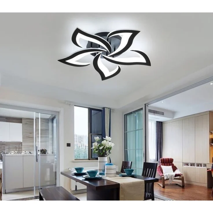 DELIPOP – Moderne 60W 6000K LED – Deckenleuchte – Schwarz – für Wohnzimmer, Schlafzimmer, Küche, Esszimmer – 5 Acryl – Lichtelemente – 60 cm – 60x60x8cm – Bild 2