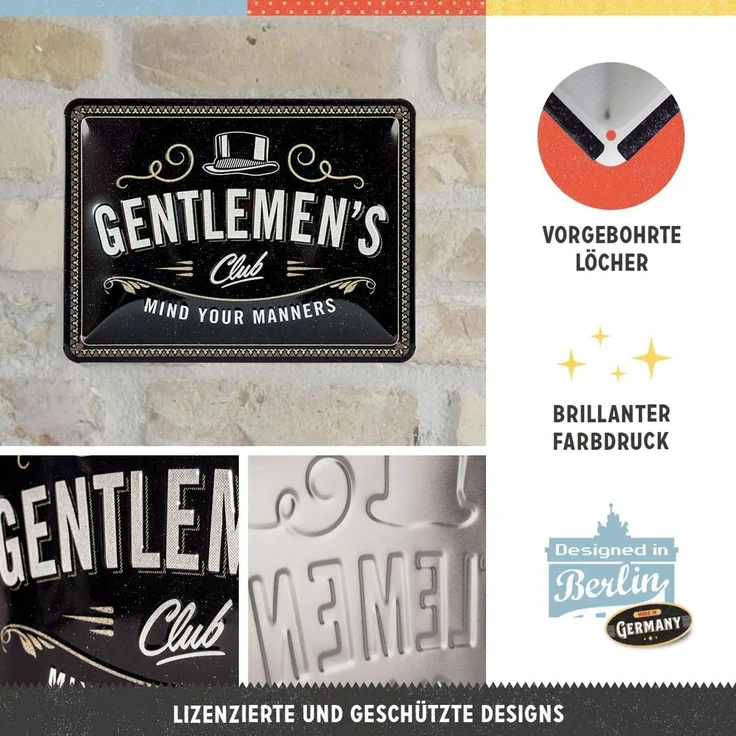 Nostalgic Art Blechschild 15x20 cm Gentlemens Club – Bild 3