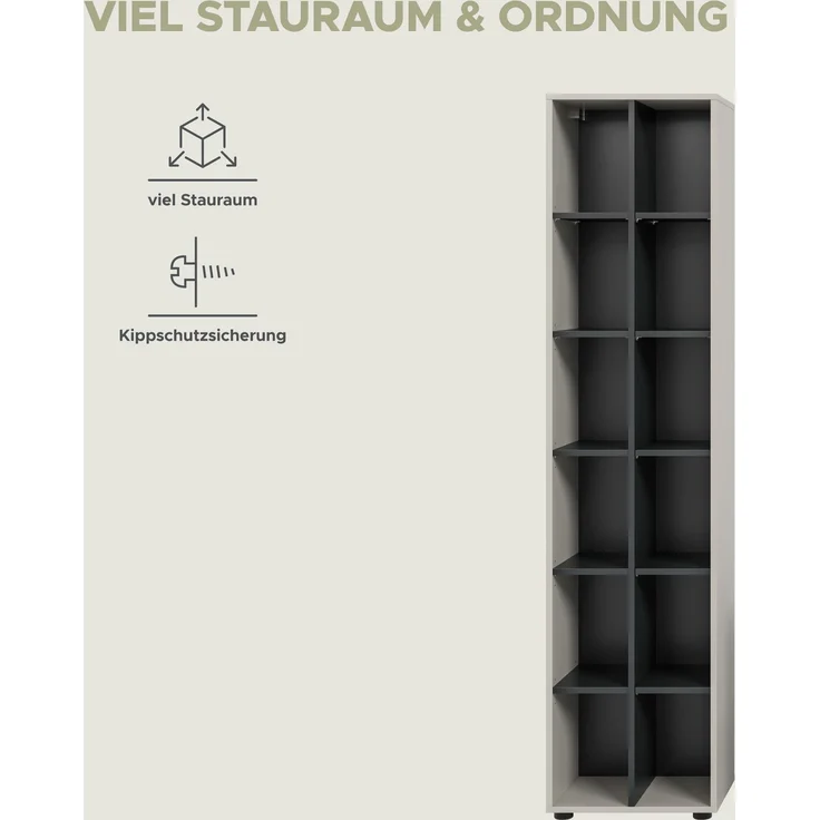 Stauraumregal B/H/T: 192x45x35 cm in Kaschmir Nachbildung und schwarz – Bild 8