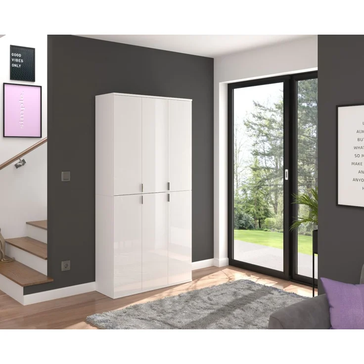 Garderobenschrank SystemX in weiß Hochglanz 91 x 193 cm – Bild 2