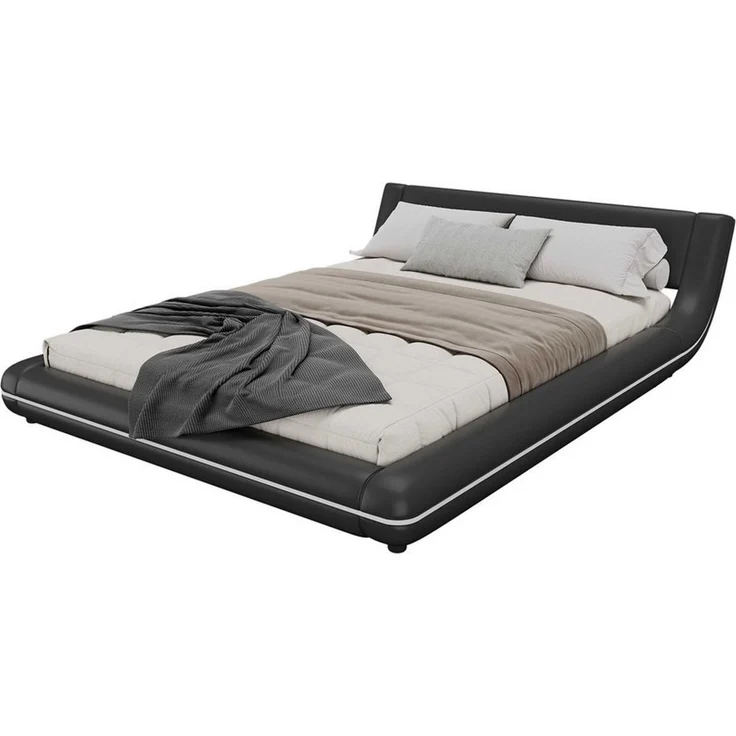 BlingBin Polsterbett Bodenbett (1-tlg, mit LED-Umgebungsbeleuchtung, 24-Tasten-Fernbedienung), 140x200 cm Bodenbett in Weiß aus PU und MDF – Bild 3