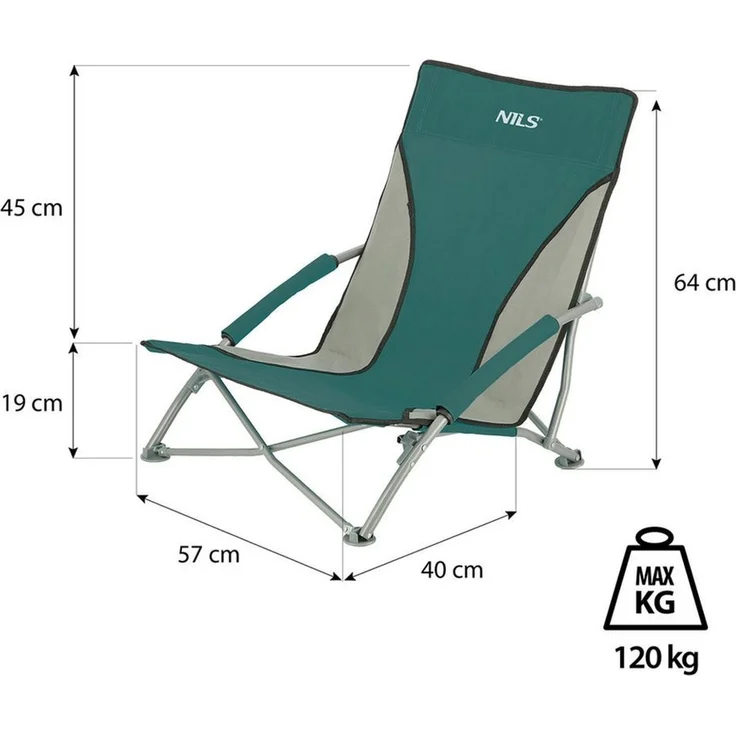 Nils Campingstuhl Strandstuhl Klappstuhl Outdoorstuhl (Spar-Set, 1 St), klappbar, Tragetasche, 120 kg, rutschfeste Füße – Bild 3