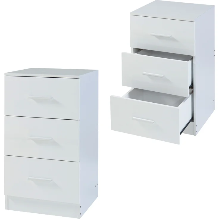 Nachttisch Aurdal 2er Set 66x37x34,5 cm Weiß, hochglänzend [en. casa] – Bild 2