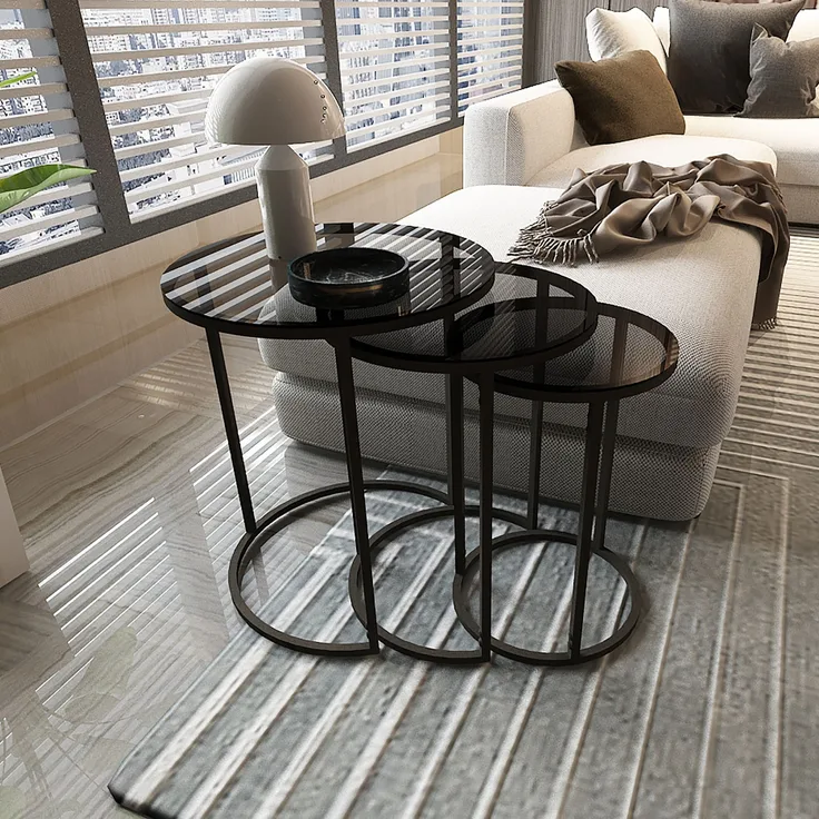 Satztisch Kyyjärvi im 3er Set Schwarz/Transparent [en. casa] *80989389*