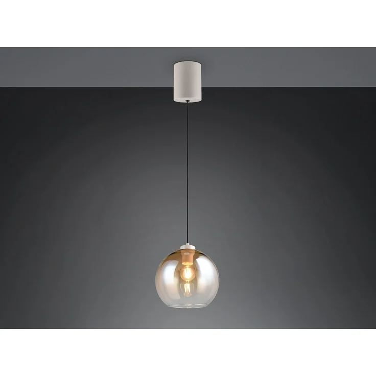 LED Pendelleuchte höhenverstellbar 1-flammig mit Glaskugel Bernstein, Ø 25cm – Bild 3