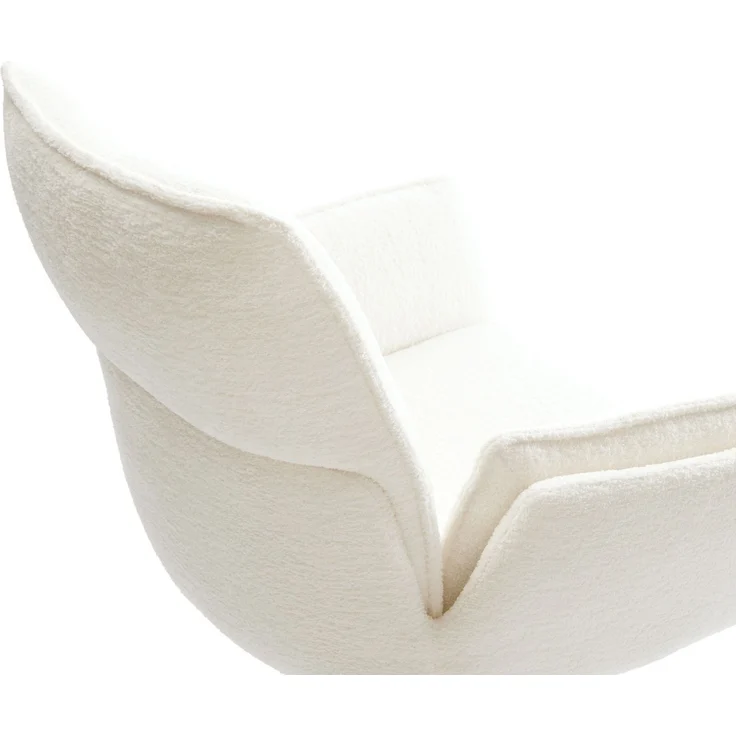 Drehstuhl Nela-Flex Bouclé Soft Beige Kreuzgestell breit Edelstahl 360° drehbar Wippfunktion – Bild 4