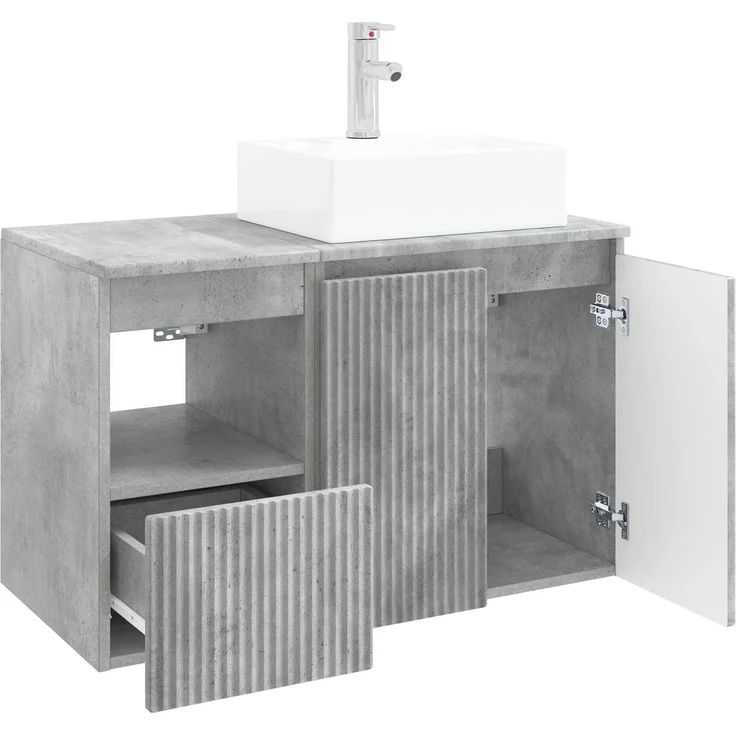 vidaXL Badezimmerschrank-Set 2 stk. Betongrau 79,5 x 41 x 79,5 cm 3404057 – Bild 4