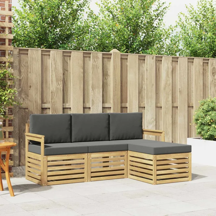 vidaXL Outdoor-Sofagarnitur 4 pcs Weiß und Anthrazit 3391622