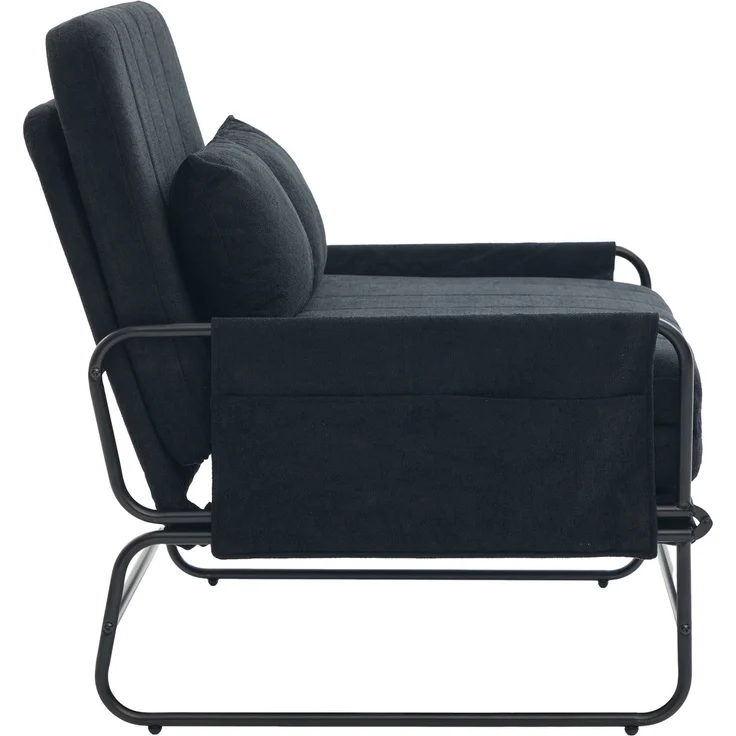 ZUBALIYA Schlafsofa 85x92 cm, mit Stauraum, mit Chenille - Bezug, mit breiten Armlehnen, mit Schaumstoffpolsterung, Schwarz – Bild 19