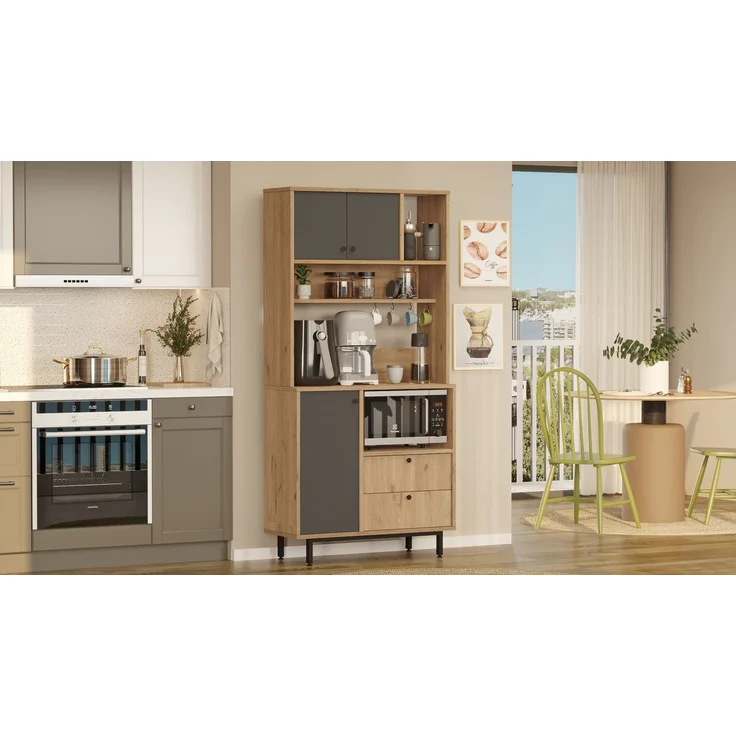 Skye Decor 'LAT4-SA' Mehrzweckschrank, Eiche / Anthrazit, 88 x 180 x 35,5 cm – Bild 3