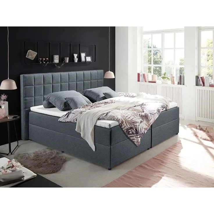 Boxspringbett ALASKA 6 Boxbett anthrazit Bettkasten 180x200
