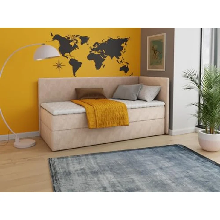Sofnet Boxbett Flame, Einzelbett mit Bettkasten, Bonell-Matratze und Topper, 80x200 cm, Polsterbett für Kinder und Jugendliche – Bild 2