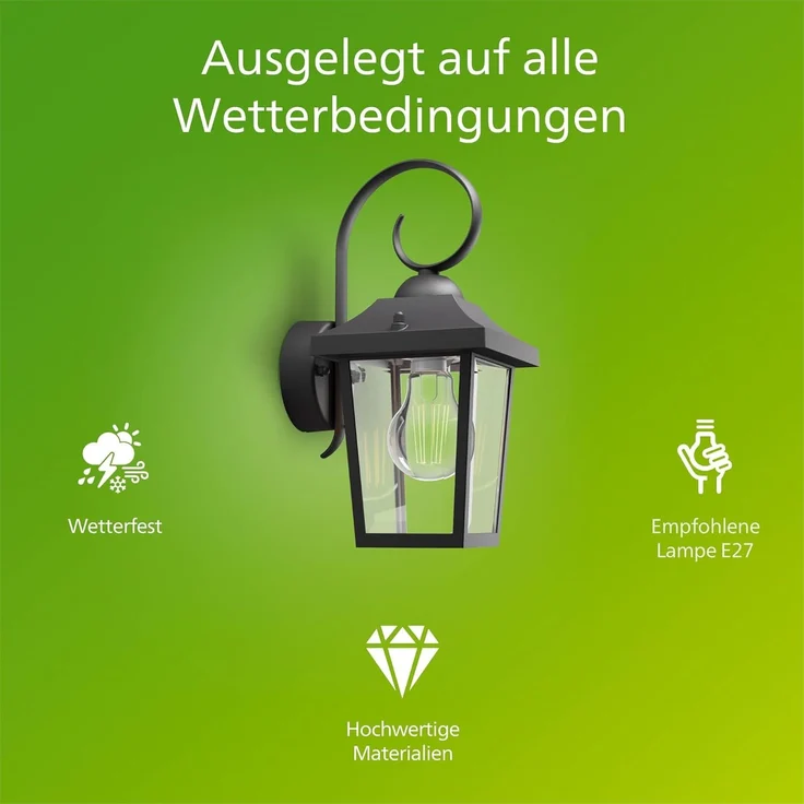 Philips Buzzard wall lantern black 1x60W 230V – Bild 2