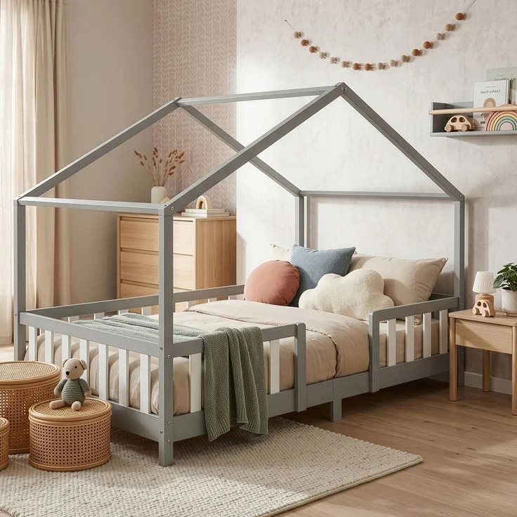 Kinderbett Treviolo 120x200 cm Hellgrau / Weiß [en. casa] – Bild 6