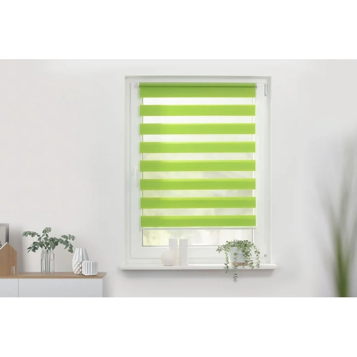 Lichtblick Doppelrollo Klemmfix ohne Bohren, Streifen, Blickdicht, Klemmträger-Montage, Sichtschutz, Wandmongtage, Deckenmontage, für Fenster und Türen Grün,120x150 cm (B x L) – Bild 2