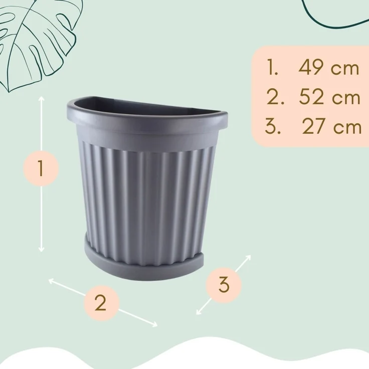 GarPet Pflanzkübel 2er Set Pflanz Kübel Halbrund Groß Outdoor Blumen Kasten Außen 50 Grau – Bild 2