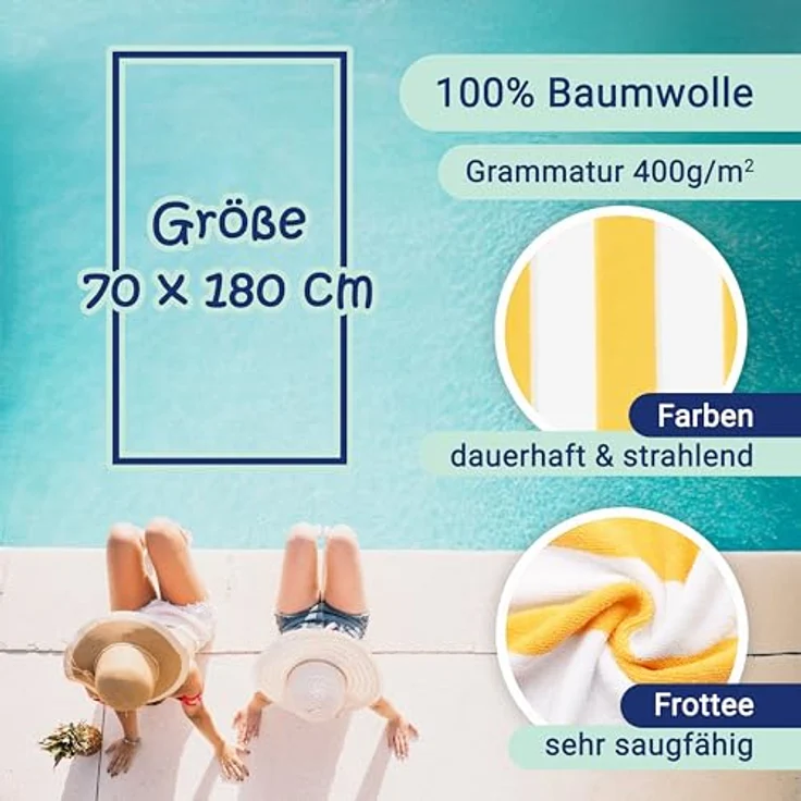 Zollner Saunatuch Gelb, 100% Baumwolle, 70x180 cm, Oeko-Tex® Standard 100, saugfähig und kuschelweich – Bild 3