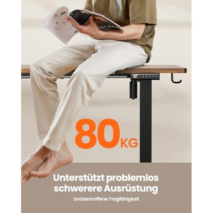ErGear Elektrisch Höhenverstellbarer Schreibtisch 140x70 cm, Schreibtisch Höhenverstellbar mit 4 Memory-Funktion, Gaming Tisch mit Vierteilige Tischplatte – Bild 6