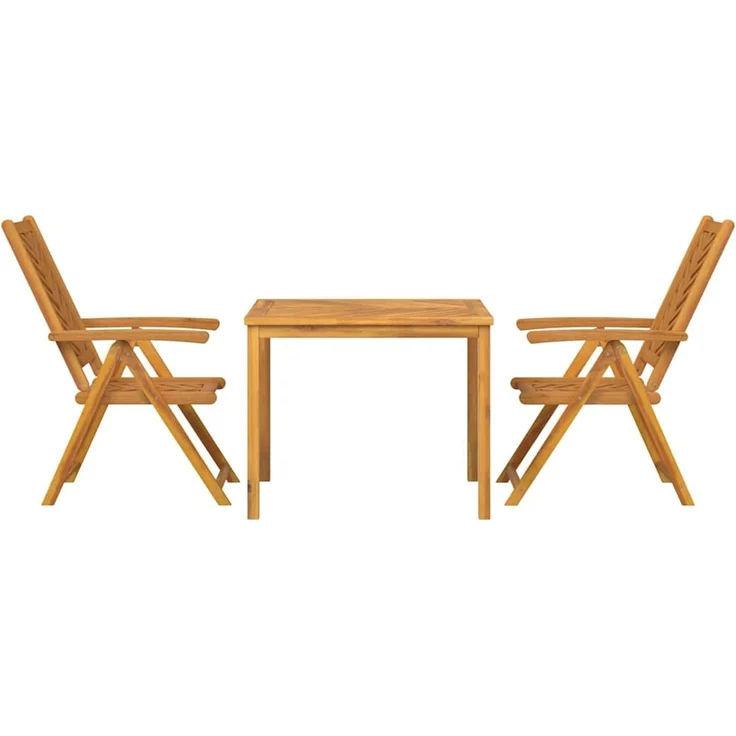 3-tlg. Garten Essgruppe Braun Massivholz Akazie – Bild 7