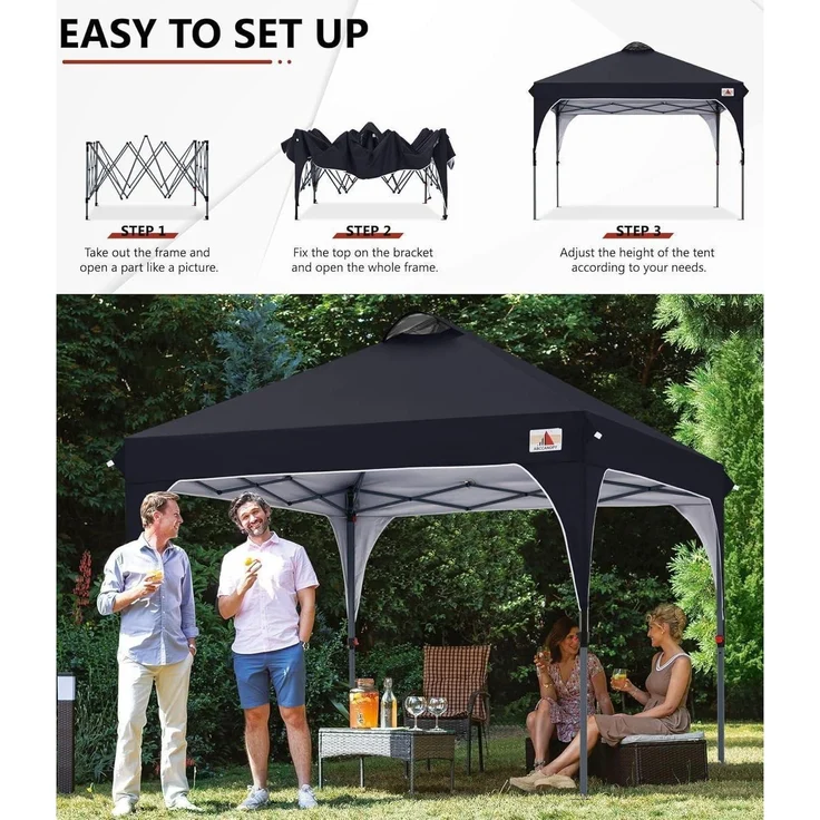 Wasserdichter Pop-Up Pavillon 3x3M Festival Sonnenschutz mit – Bild 5