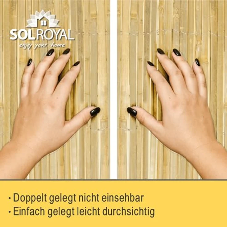 Sol Royal Hell Glänzender Split Bambus Sichtschutz 80x600 cm – Sichtschutz Bambus Zaun Bambusmatte Gartensichtschutz Balkon Sichtschutzzaun – Natursichtschutz Witterungsbeständig B33 – Bild 7