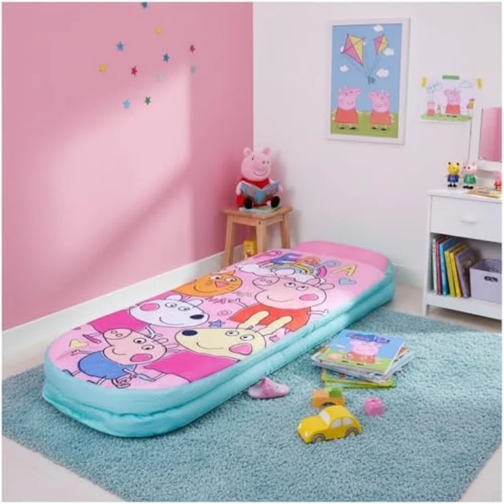 PEPPA PIG Character World and Friends ReadyBed Kids aufblasbares Luftbett und Schlafsack mit Pumpe | Reisematratze für Übernachtungen und Camping oder Zuhause, Rose – Bild 4