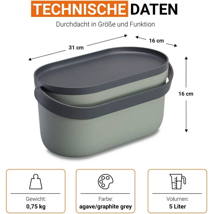 GARANTIA Biomülleimer NOVA Biomülleimer 5 Liter agave / graphite grey – Bild 3
