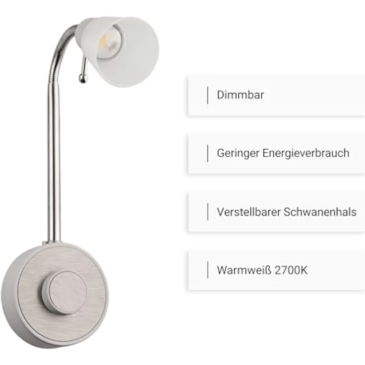 SEBSON 2x LED Steckdosenlampe dimmbar, 2W Steckerleuchte mit flexiblem Leuchtarm und warmweißem Licht – Bild 2