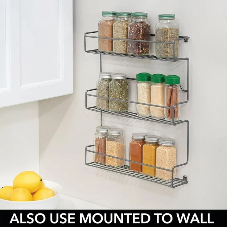 mDesign Gewürzregal Küchenregal Organizer selbstklebend 3 Ebenen Metall Graphit – Bild 7