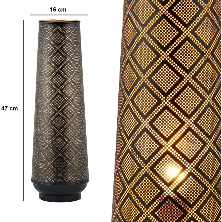 Marrakesch Orient & Mediterran Interior Nachttischlampe Orientalische Deko Stehlampe Tischlampe Lampe Qantas Gross Schwarz, Handarbeit – Bild 7