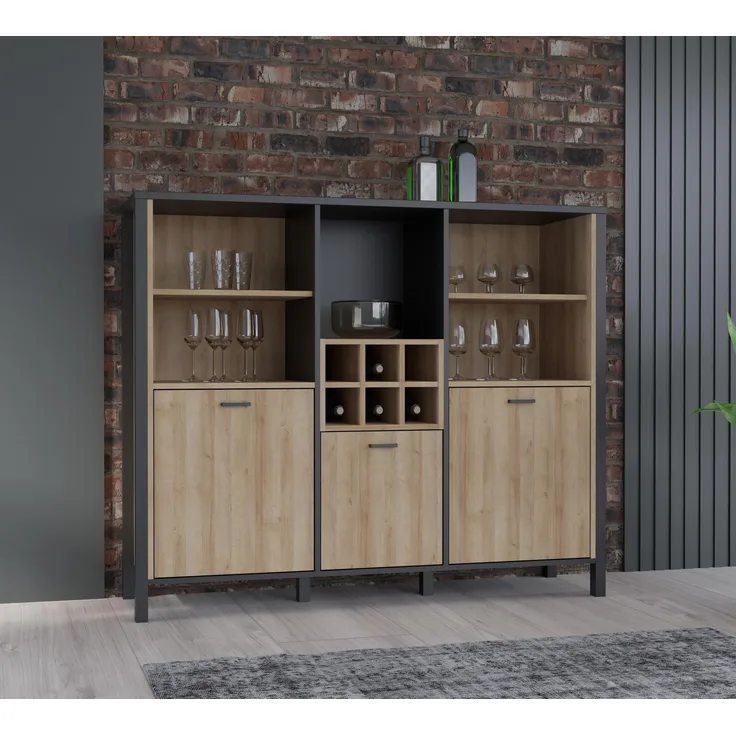 Barschrank >Hialeah< in Riviera Eiche - 139.4x117.1x40.2cm (BxHxT)